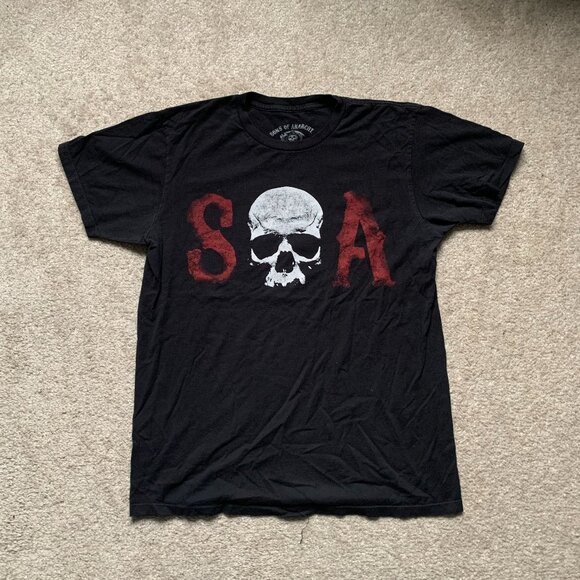 Sons of Anarchy Black Red Skull Tee Emo Mall Goth - Picture 1 of 4